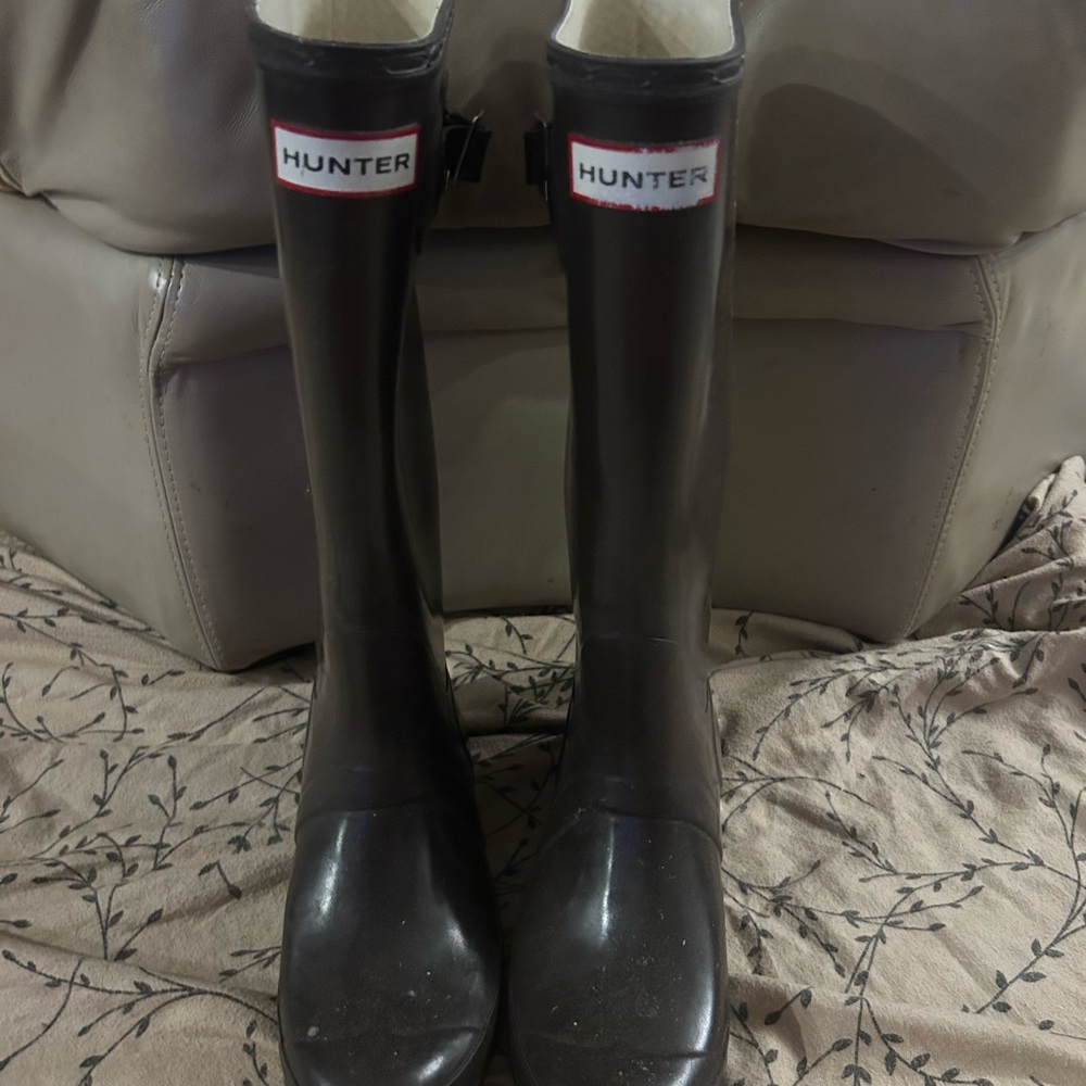 Hunter Glossy Dark Brown Rain Boots